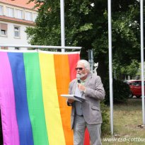 Regenbogenflaggenhissung und CSD-Ausstellungseröffnung beim LASV Cottbus | 03. Juli 2017